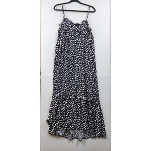New Jodifl Womens S Navy Blue White Spotted Sleeveless Tierd Maxi Dress